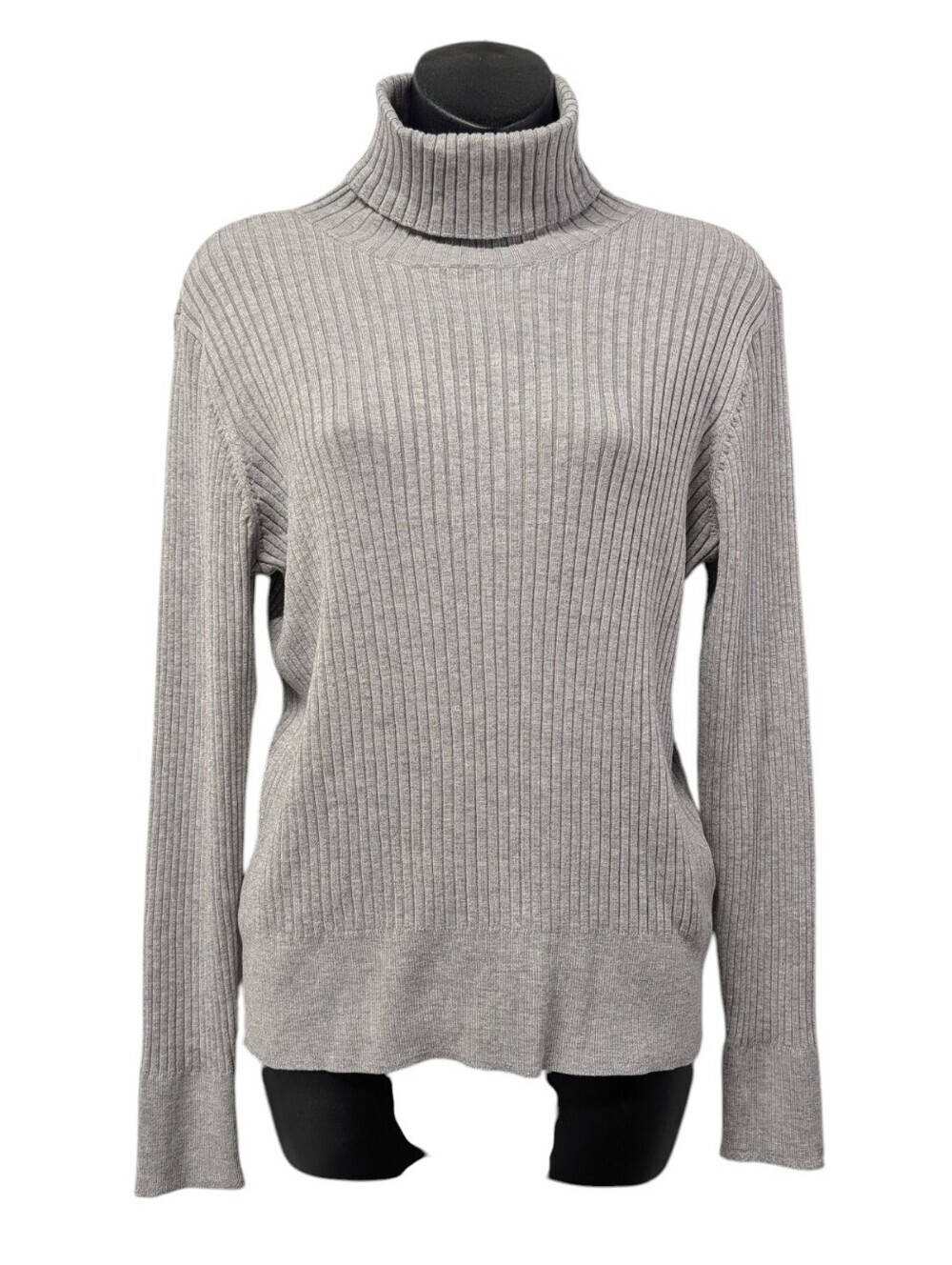 APT.9 Women's Gray Ribbed Turtleneck Sweater Size Medium Soft Viscose Nylon NWT